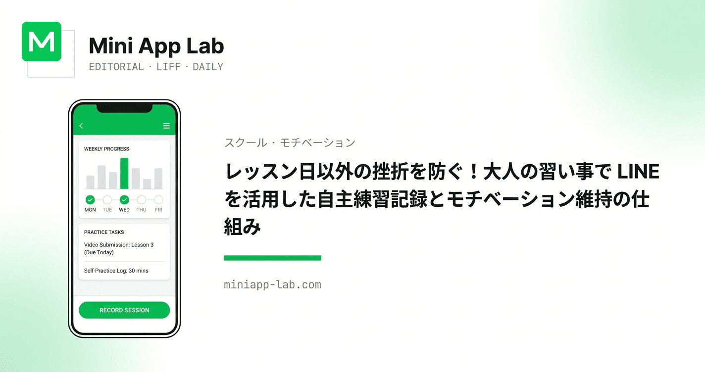 レッスン日以外の挫折を防ぐ!大人の習い事で LINE を活用した自主練習記録とモチベーション維持の仕組み