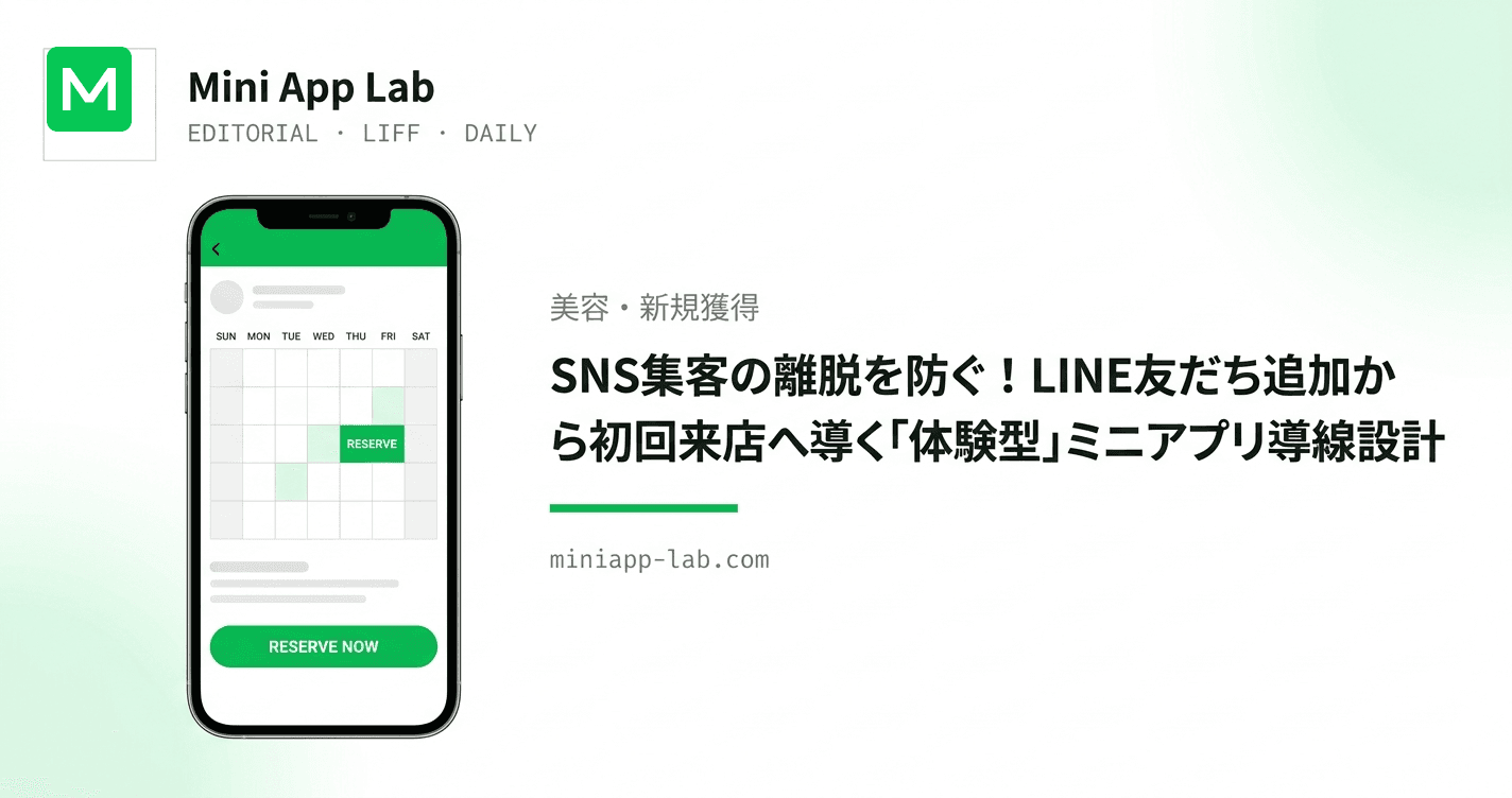 SNS集客の離脱を防ぐ!LINE友だち追加から初回来店へ導く「体験型」ミニアプリ導線設計