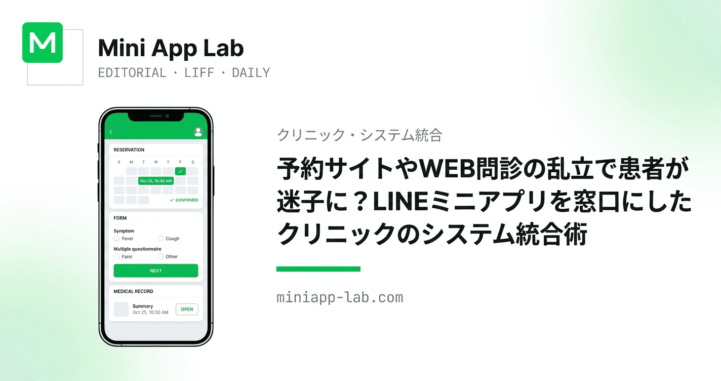 予約サイトやWEB問診の乱立で患者が迷子に?LINEミニアプリを窓口にしたクリニックのシステム統合術