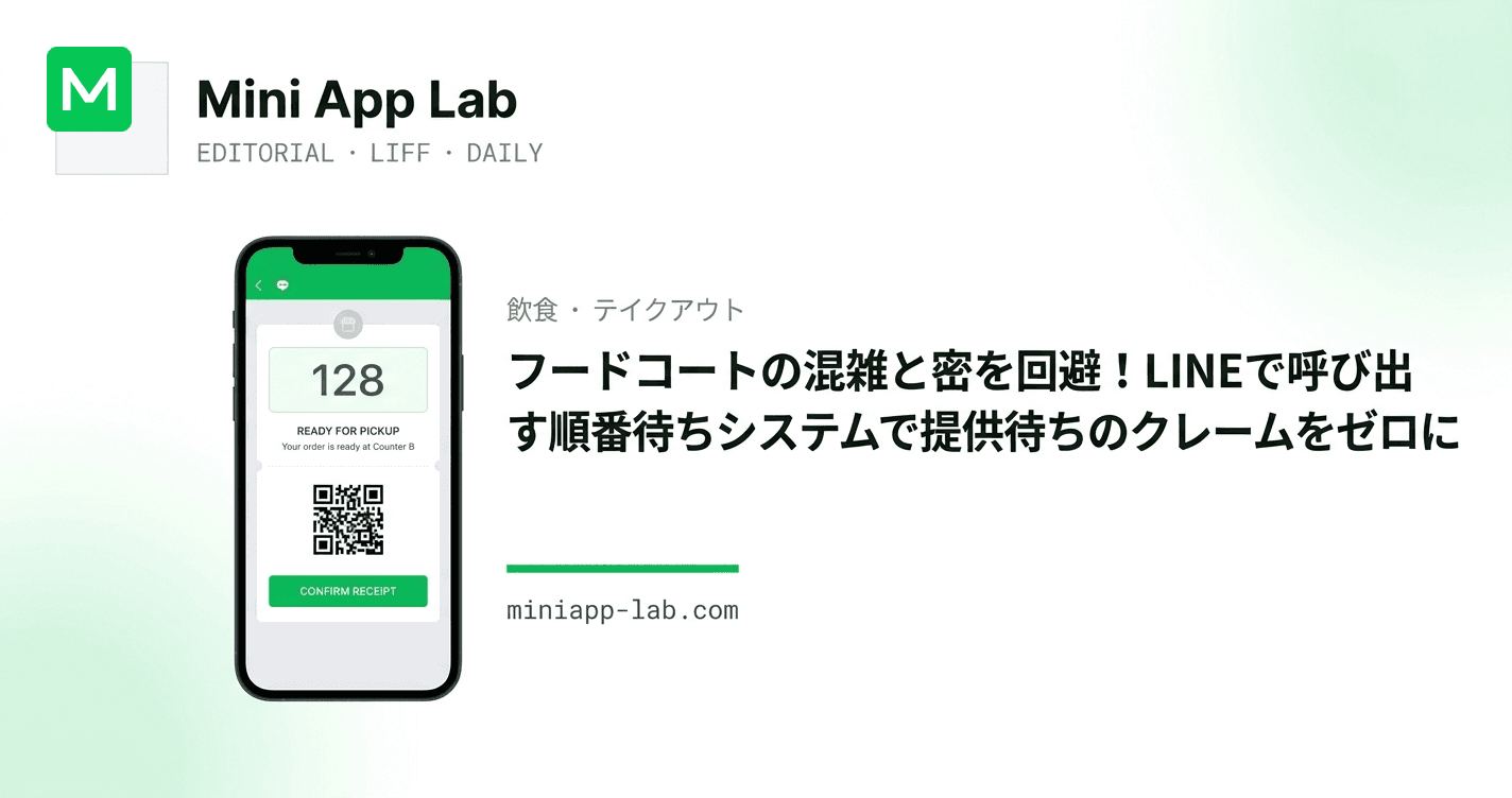 フードコートの混雑と密を回避!LINEで呼び出す順番待ちシステムで提供待ちのクレームをゼロに