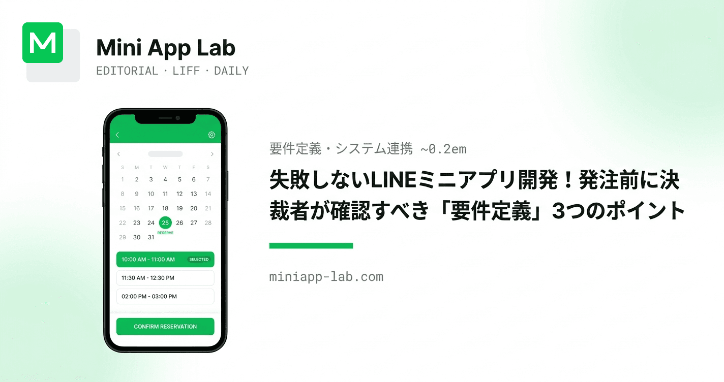 失敗しないLINEミニアプリ開発!発注前に決裁者が確認すべき「要件定義」3つのポイント