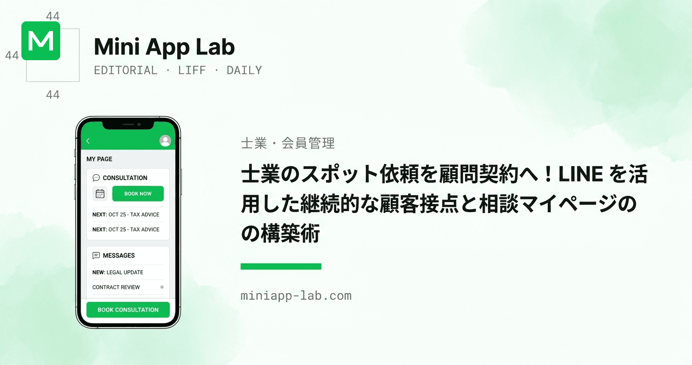 士業のスポット依頼を顧問契約へ!LINE を活用した継続的な顧客接点と相談マイページの構築術