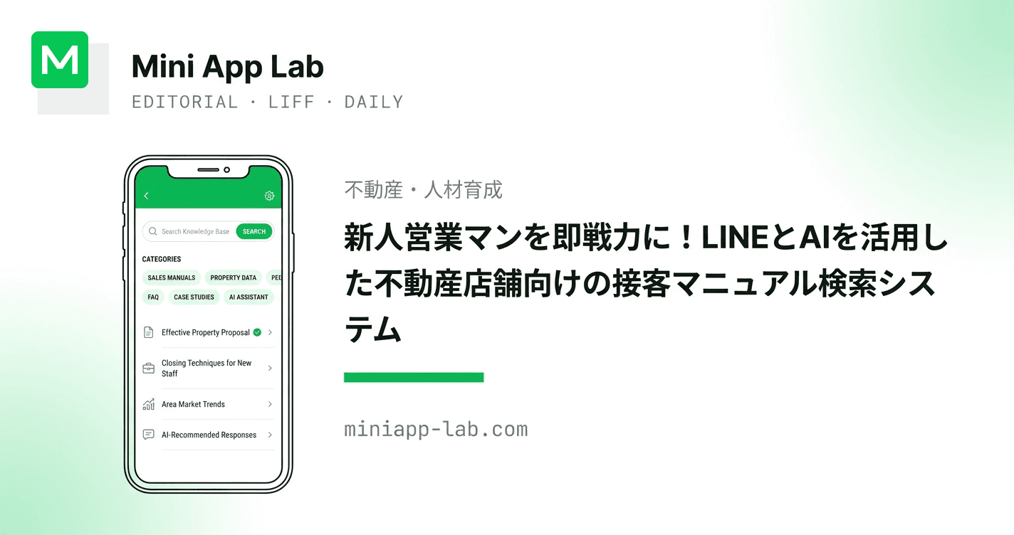 新人営業マンを即戦力に!LINEとAIを活用した不動産店舗向けの接客マニュアル検索システム