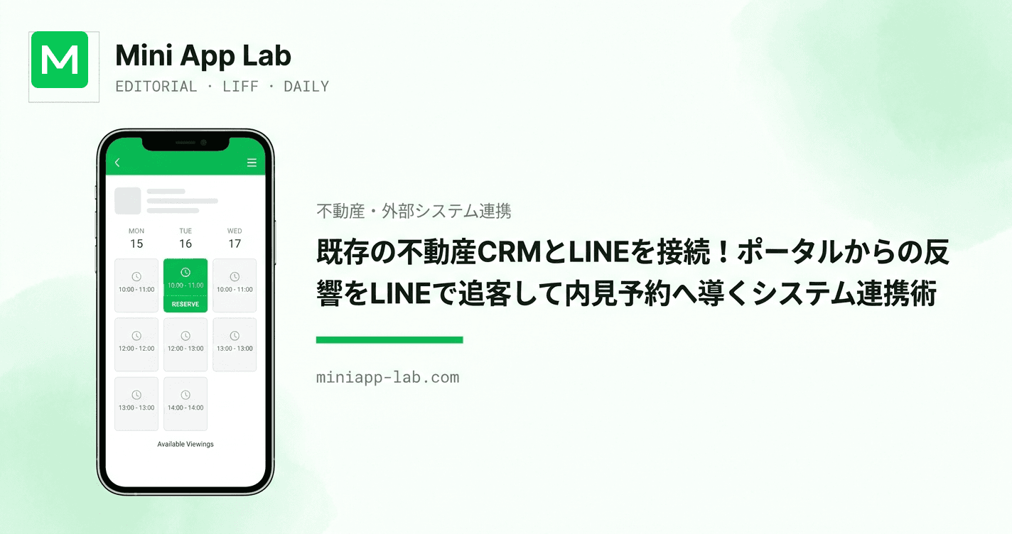 既存の不動産CRMとLINEを接続!ポータルからの反響をLINEで追客して内見予約へ導くシステム連携術
