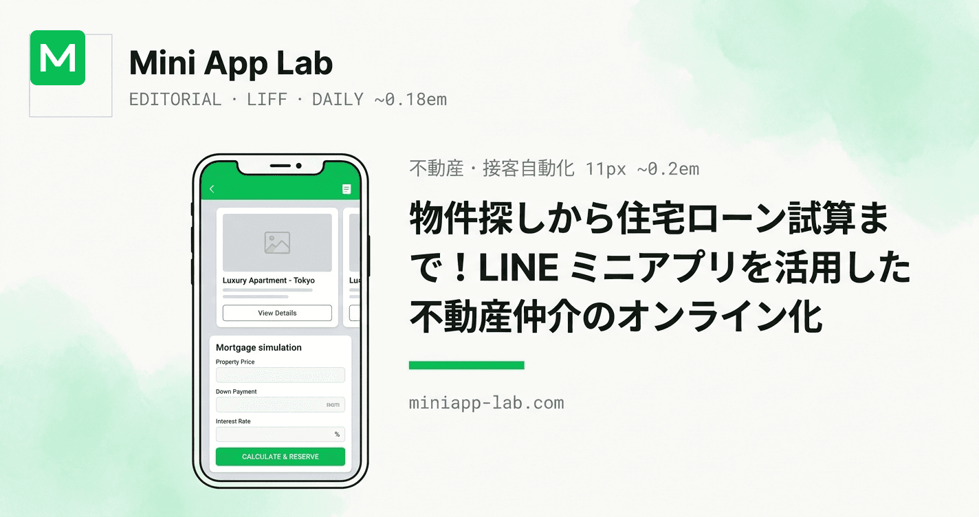 物件探しから住宅ローン試算まで!LINE ミニアプリを活用した不動産仲介のオンライン化