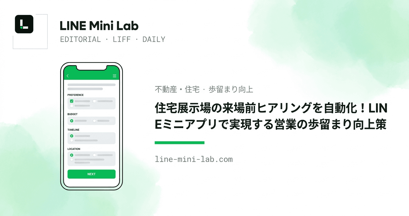 住宅展示場の来場前ヒアリングを自動化!LINEミニアプリで実現する営業の歩留まり向上策