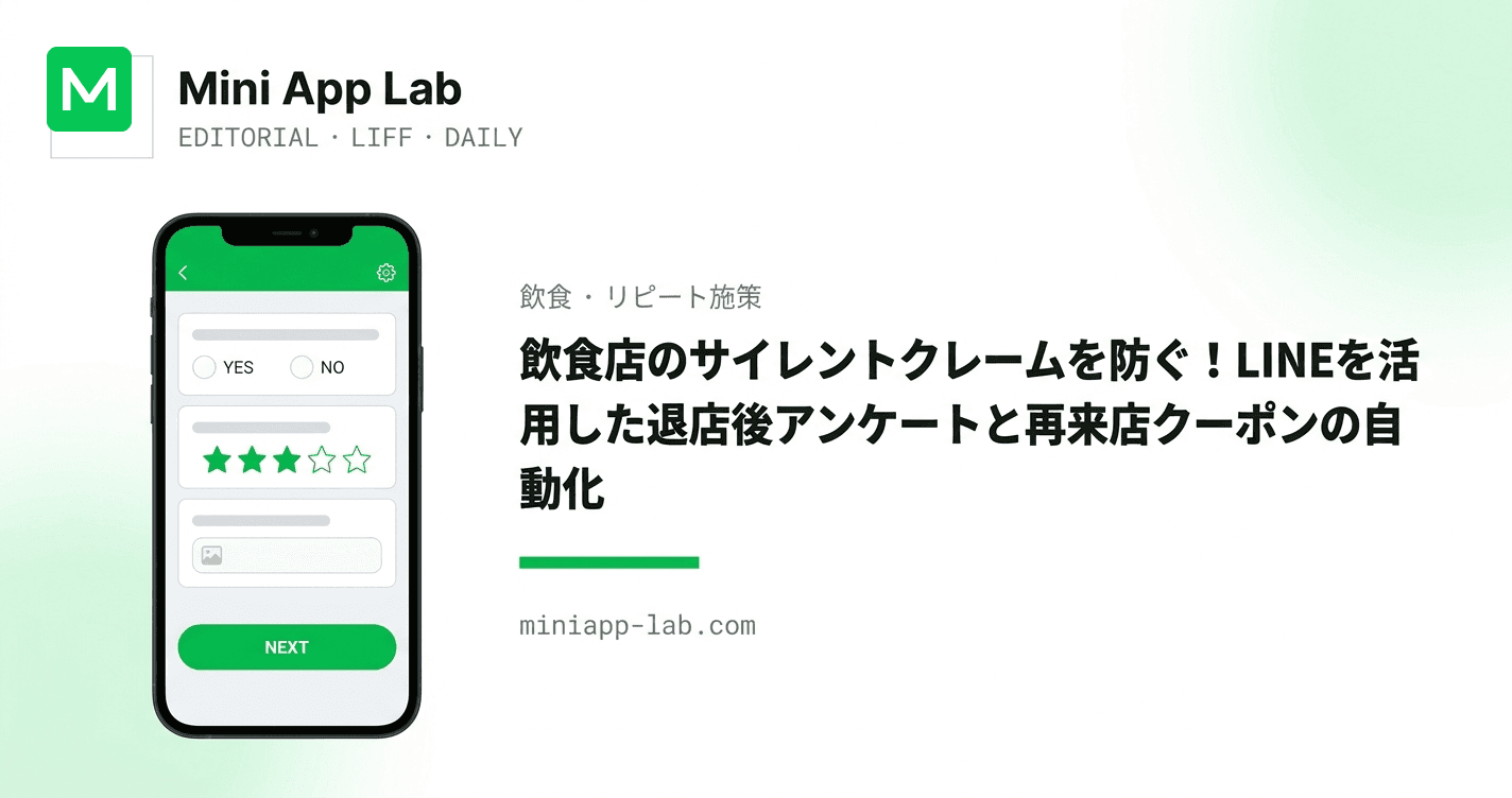 飲食店のサイレントクレームを防ぐ!LINEを活用した退店後アンケートと再来店クーポンの自動化