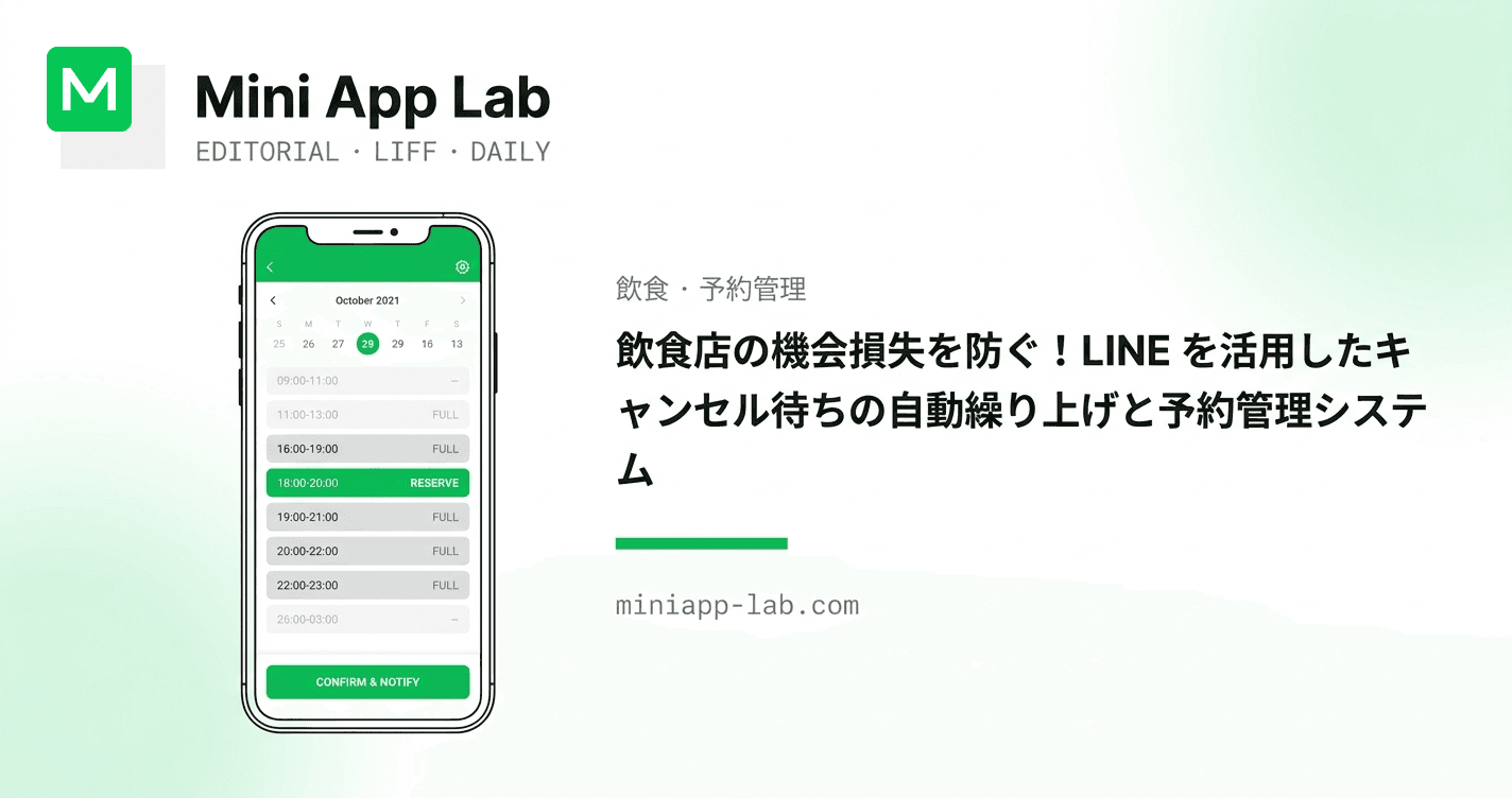 飲食店の機会損失を防ぐ!LINE を活用したキャンセル待ちの自動繰り上げと予約管理システム