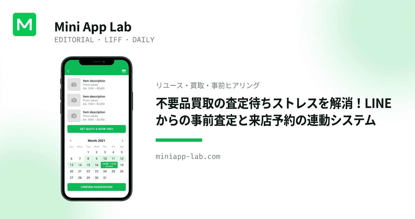 不要品買取の査定待ちストレスを解消!LINE からの事前査定と来店予約の連動システム