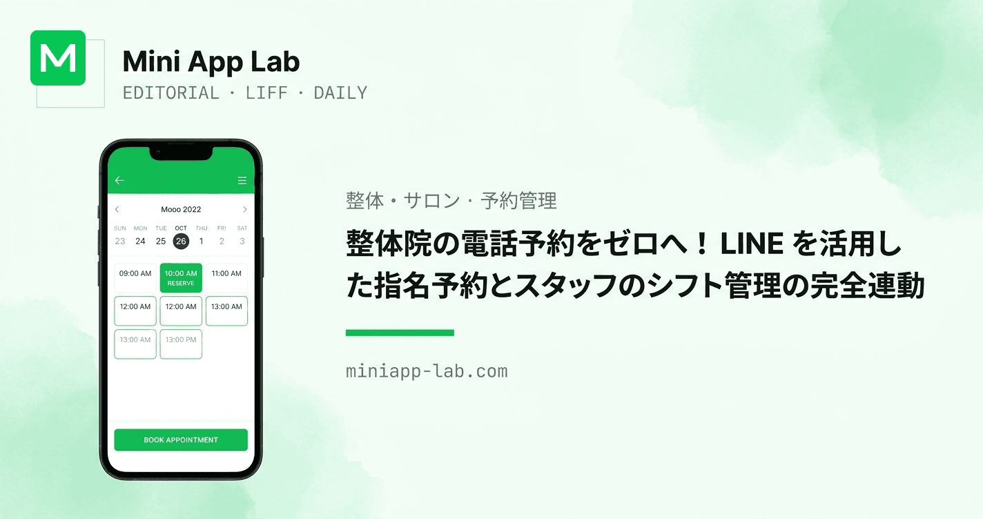 整体院の電話予約をゼロへ!LINE を活用した指名予約とスタッフのシフト管理の完全連動