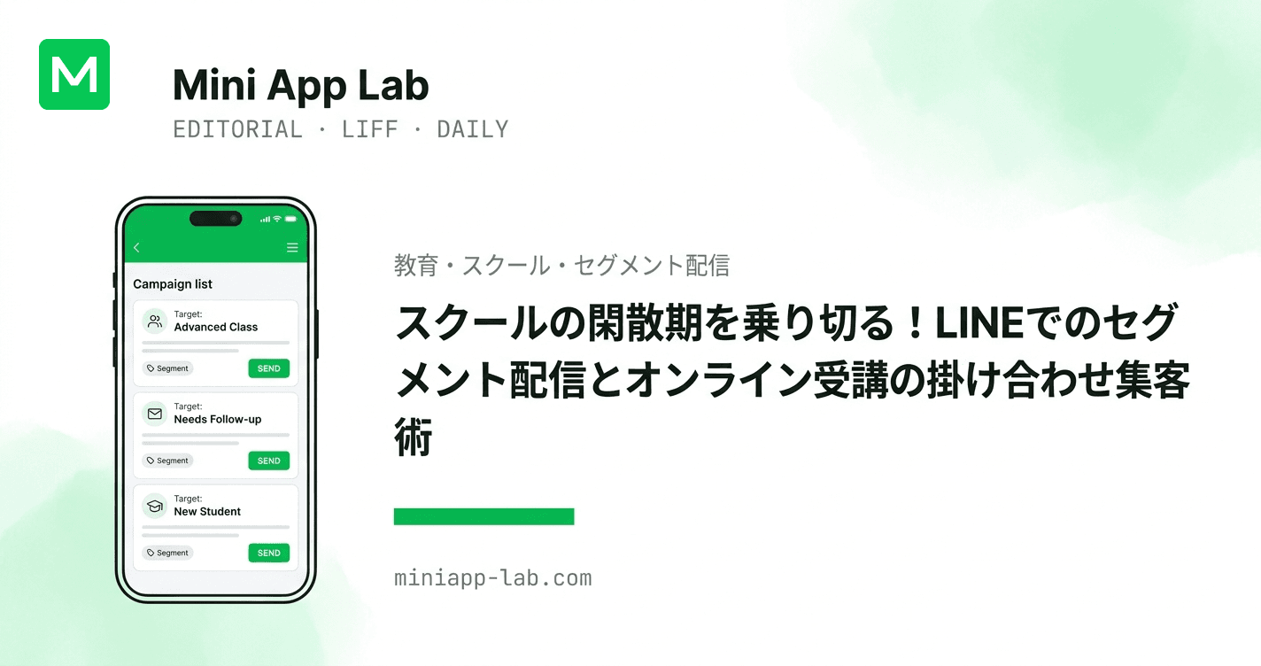 スクールの閑散期を乗り切る!LINEでのセグメント配信とオンライン受講の掛け合わせ集客術
