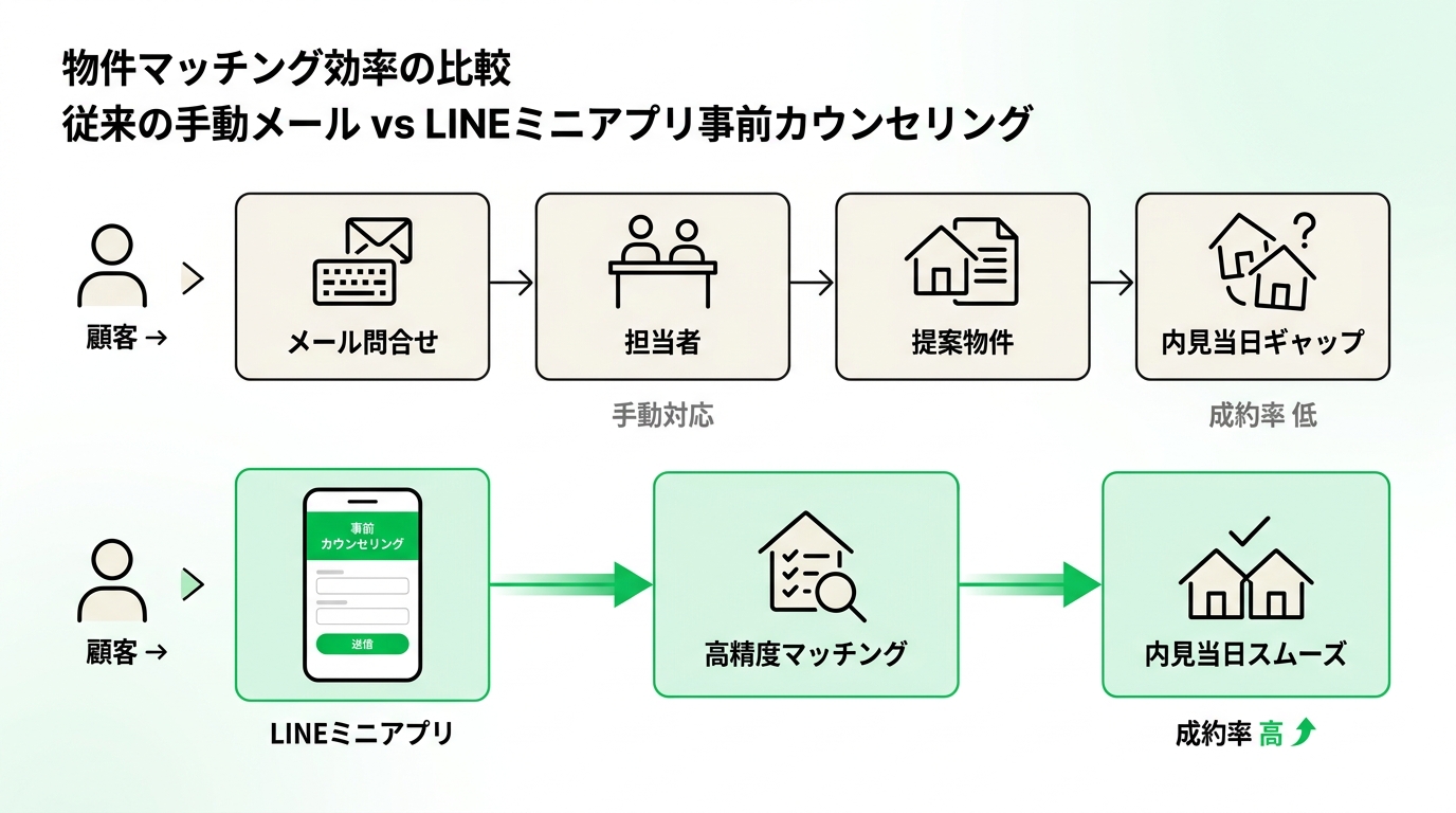 Comparison of property matchmaking efficiency between manual email response and pre-counseling via LINE mini app