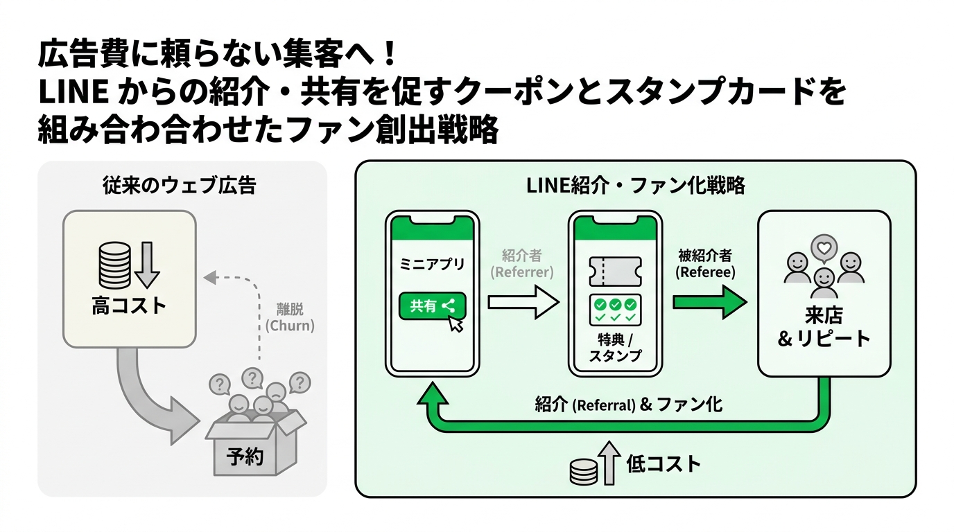 Traditional expensive web advertisement vs peer referral marketing diagram for restaurant growth